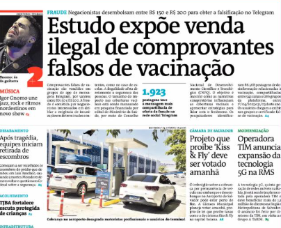 PECS na mídia: Jornal A TARDE destaca pesquisa sobre desinformação e vacinas